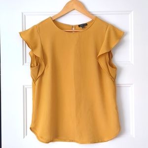 Dynamite, Yellow ruffle sleeve top, size medium